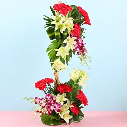 Orchids & Carnations Floral Arrangement | Cake2homes