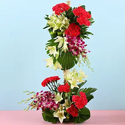Orchids & Carnations Floral Arrangement | Cake2homes