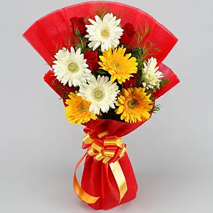 Mixed Elegance Gerberas Bouquet | Cake2homes