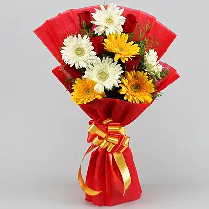 Mixed Elegance Gerberas Bouquet | Cake2homes
