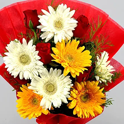 Mixed Elegance Gerberas Bouquet | Cake2homes