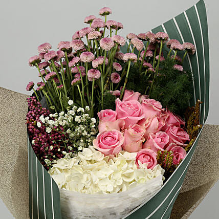 Hydrangea & Pink Daisy Bunch | Cake2homes