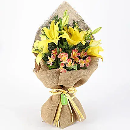 Bright Bouquet of Lilies & Alstroemeria | Cake2homes