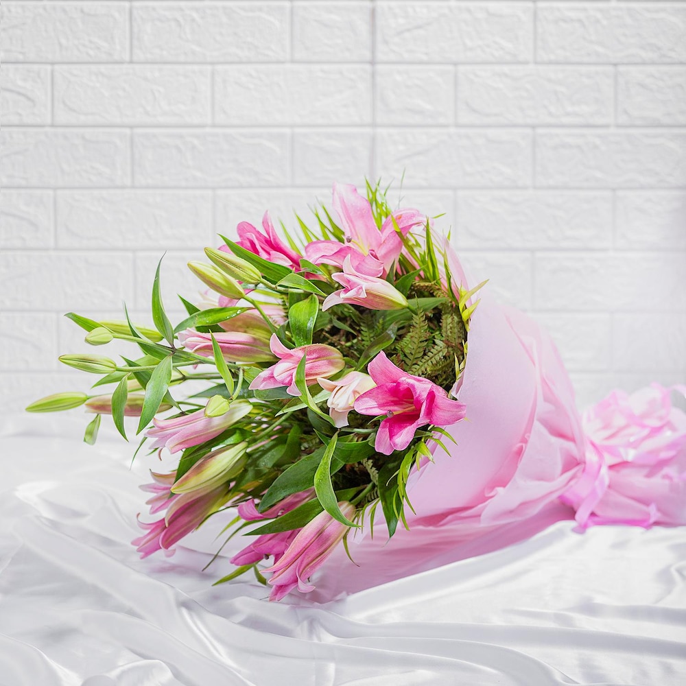 Alluring Asiatic Pink Lily Bouquet | Cake2homes