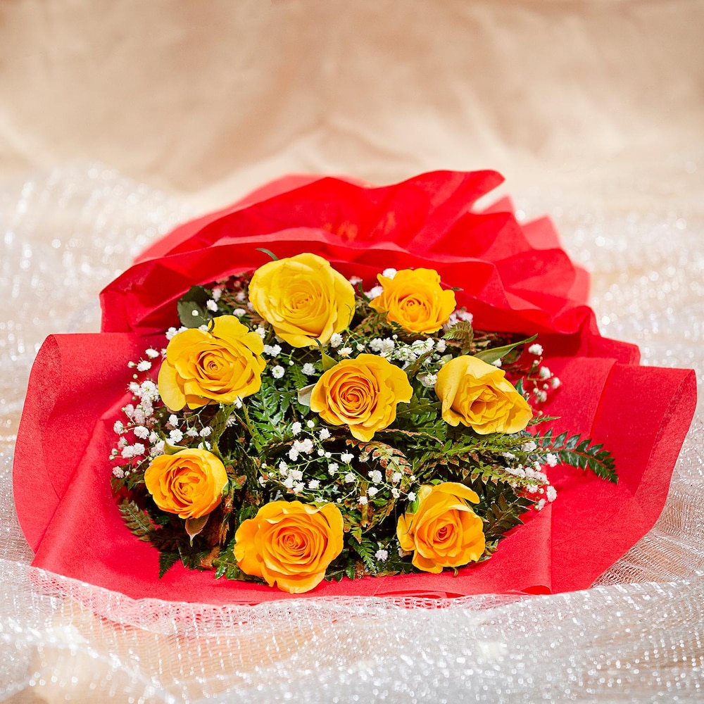 Embellish 8 Yellow Roses Bouquet | Cake2homes