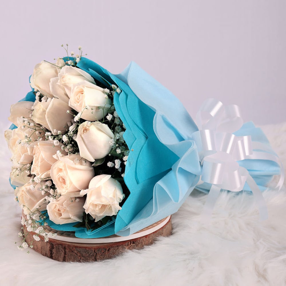 Serene White Roses Bouquet | Cake2homes