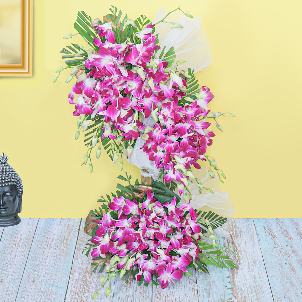 Purple Orchid Curvy Arrangement | Cake2homes