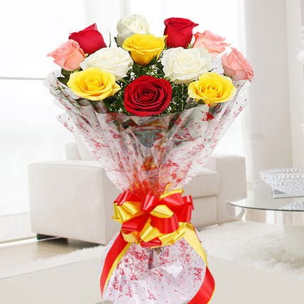 12 mix colour roses