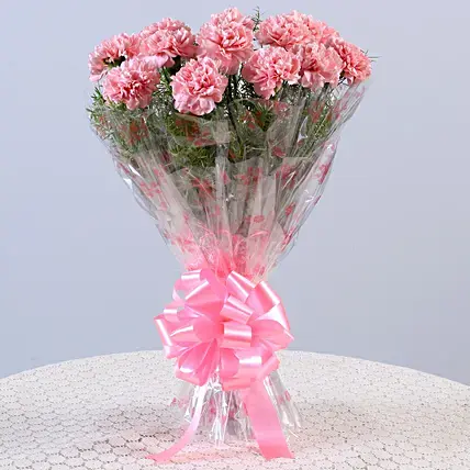 Ravishing 12 Light Pink Carnations Bouquet