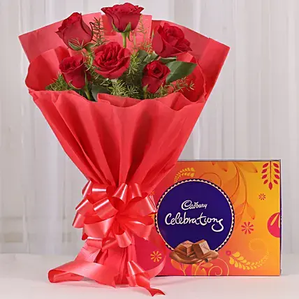 Red Roses & Cadbury Celebrations Combo