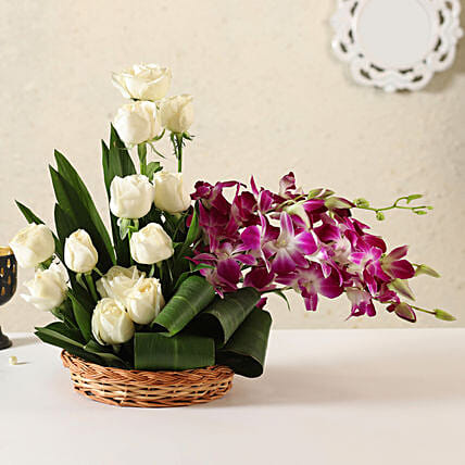 White Roses & Orchids Arrangement