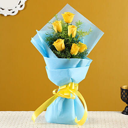 6 Yellow Roses Bunch