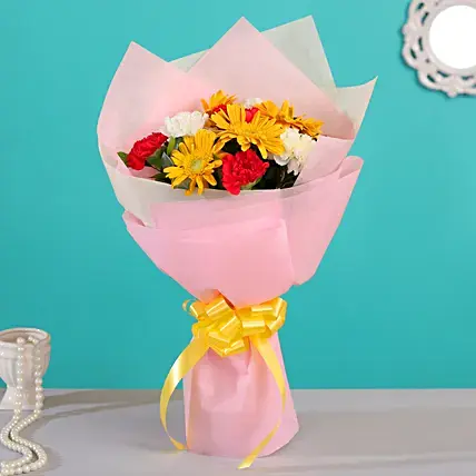 Yellow Gerberas & Mixed Carnations Bouquet