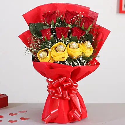 Red Roses Bouquet & Ferrero Rocher Chocolates Red Roses Bouquet & Ferrero Rocher Chocolates