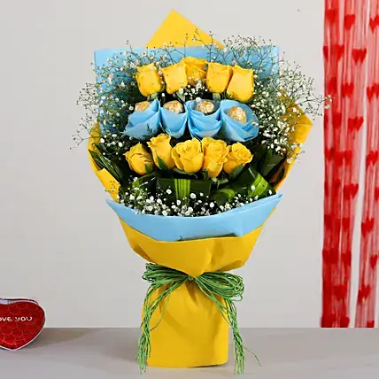 Yellow Roses Bouquet With Ferrero Rocher