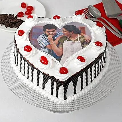Heart Shaped Photo Cake For Mom
