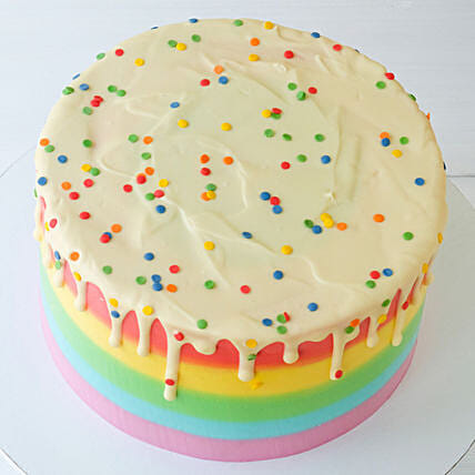 Rainbow Drizzle Cream Cake