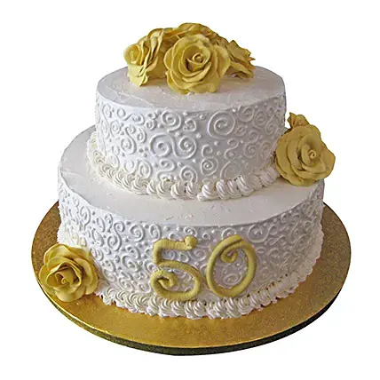 2 Tier Anniversary Fondant Cake