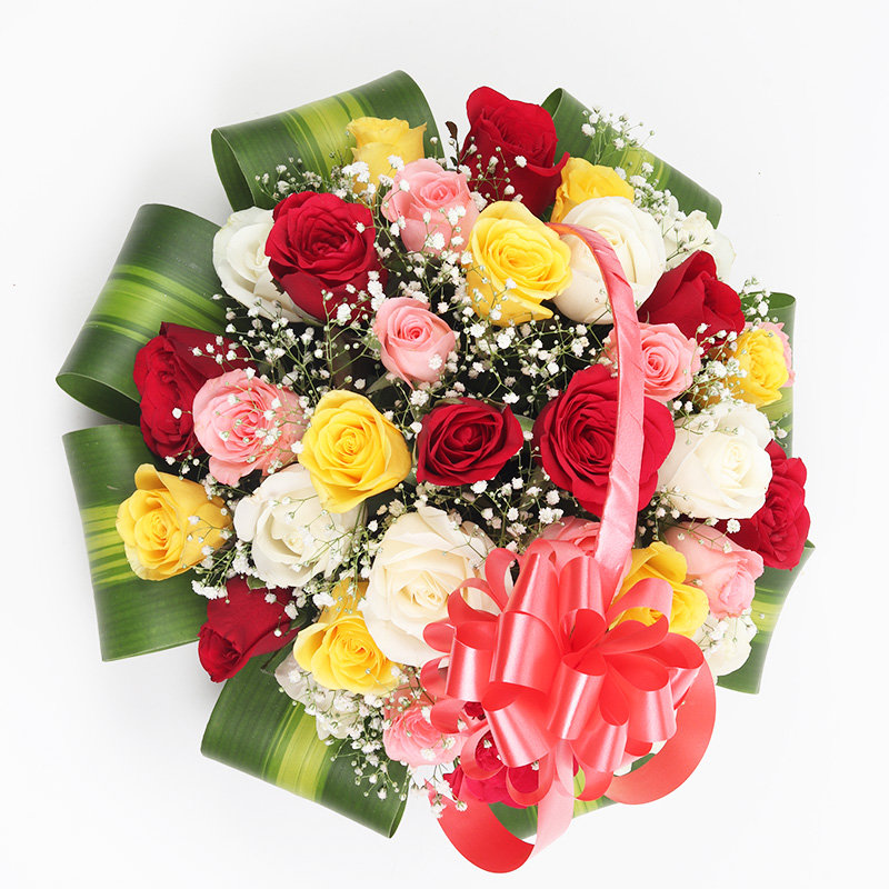 Rainbow Roses Basket