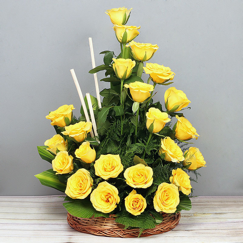 Yellow Rose Basket