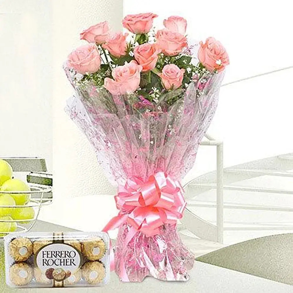 Pink Roses And Rocher Combo