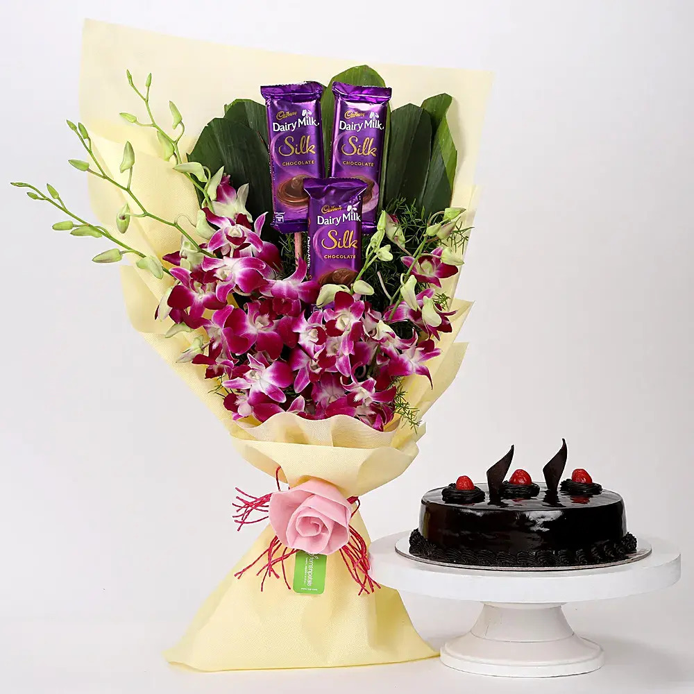 Dairy Milk & Orchids With Truffle Cake Dairy Milk & Orchids With Truffle Cake