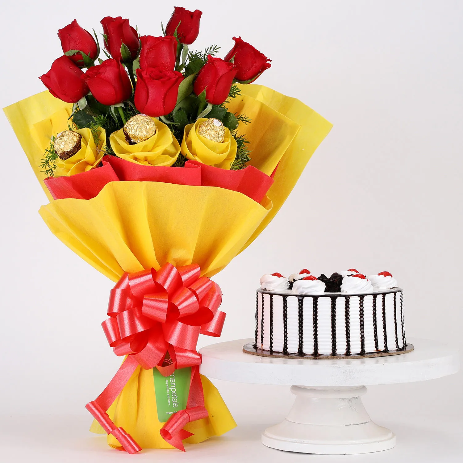 Chocolaty Red Roses & Black Forest Cake Combo