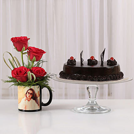 Red Roses Mug Truffle Cake Combo100% safe & clean Hygiene Maintained