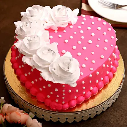 Sweet Rose Heart Chocolate Cake