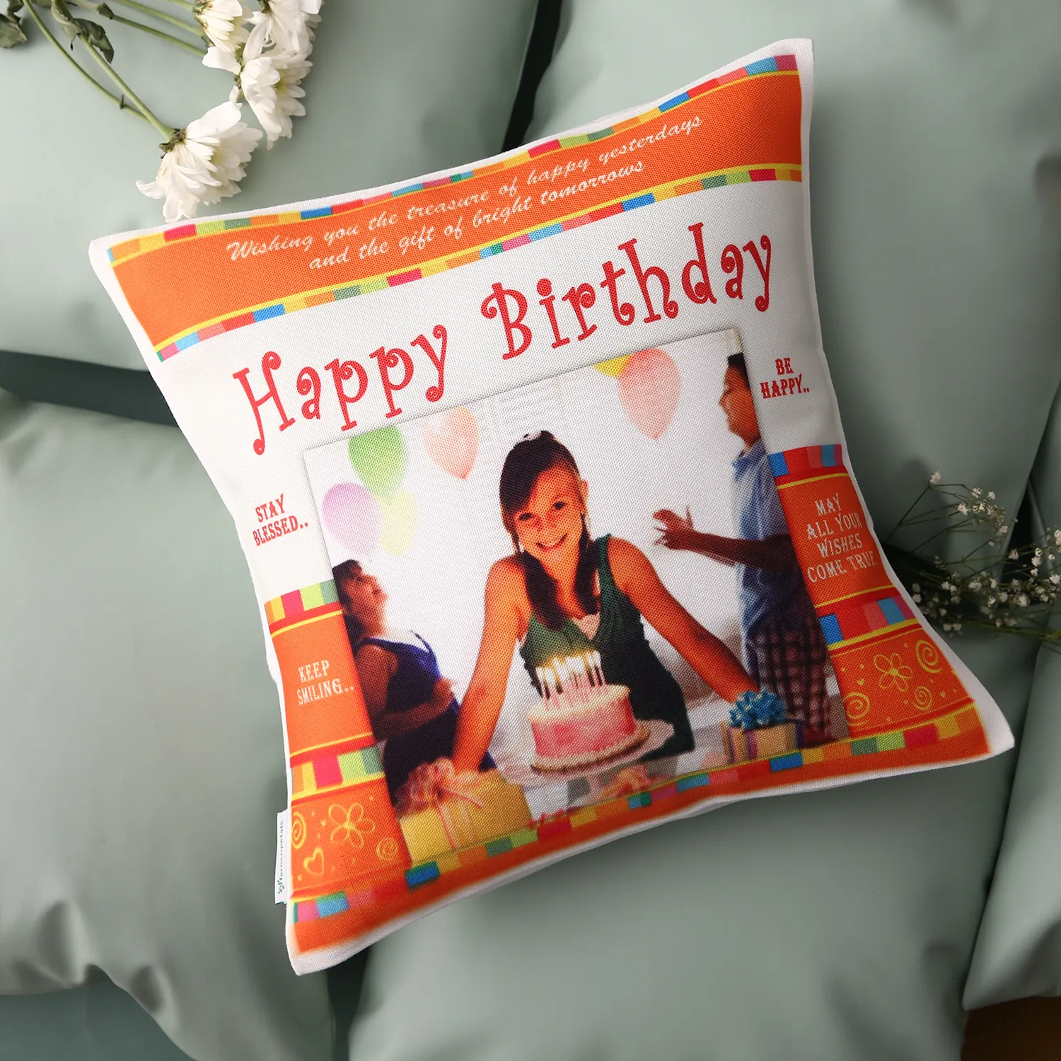 Happy Bday Personalized Cushion