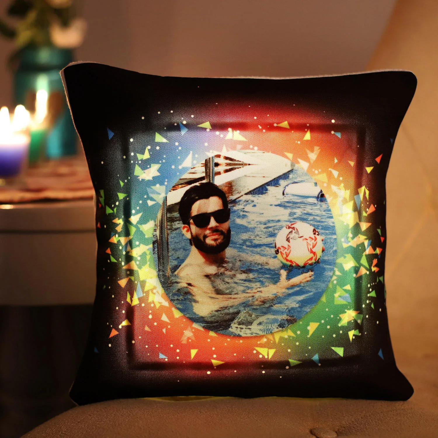 Personalised Vibrant LED Cushion Personalised Vibrant LED Cushion