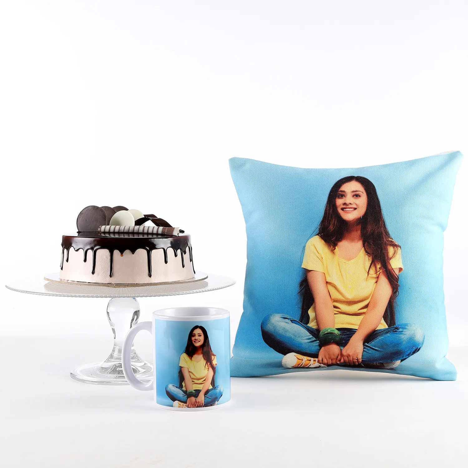 Photo Cushion, Mug & Chocolate Cake Combo For Her