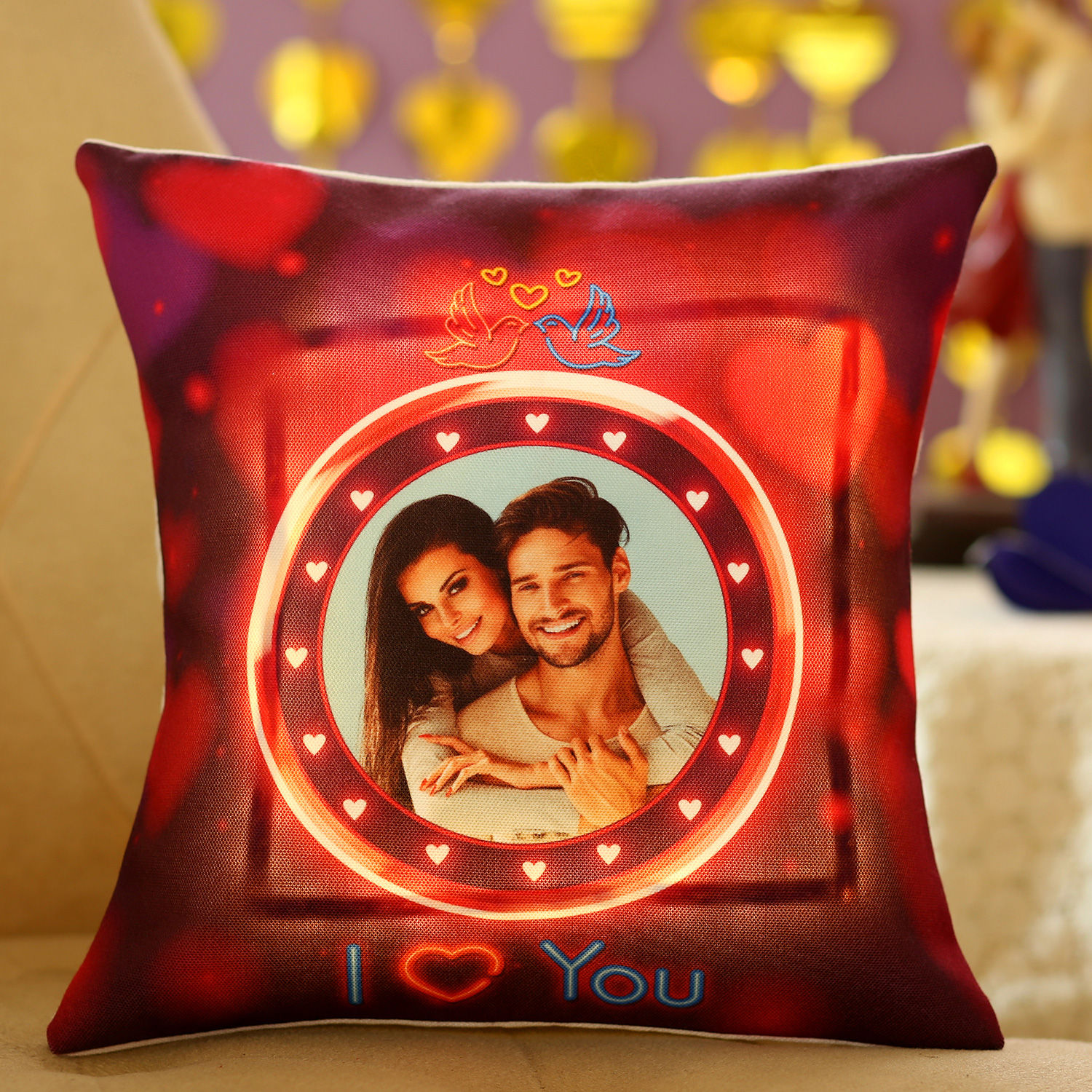 Personalised Romantic LED Cushion