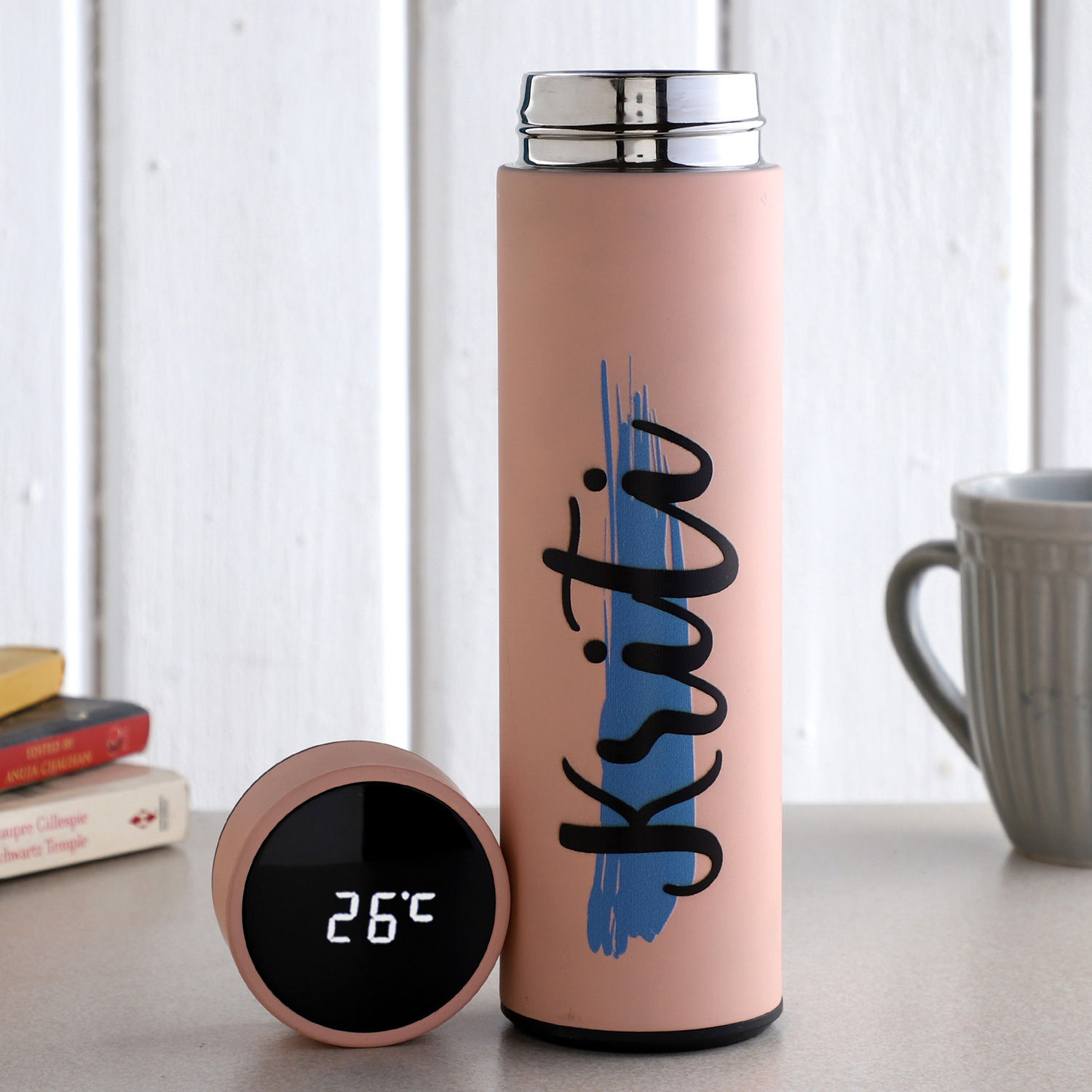 Personalised Pink LED Temperature Bottle