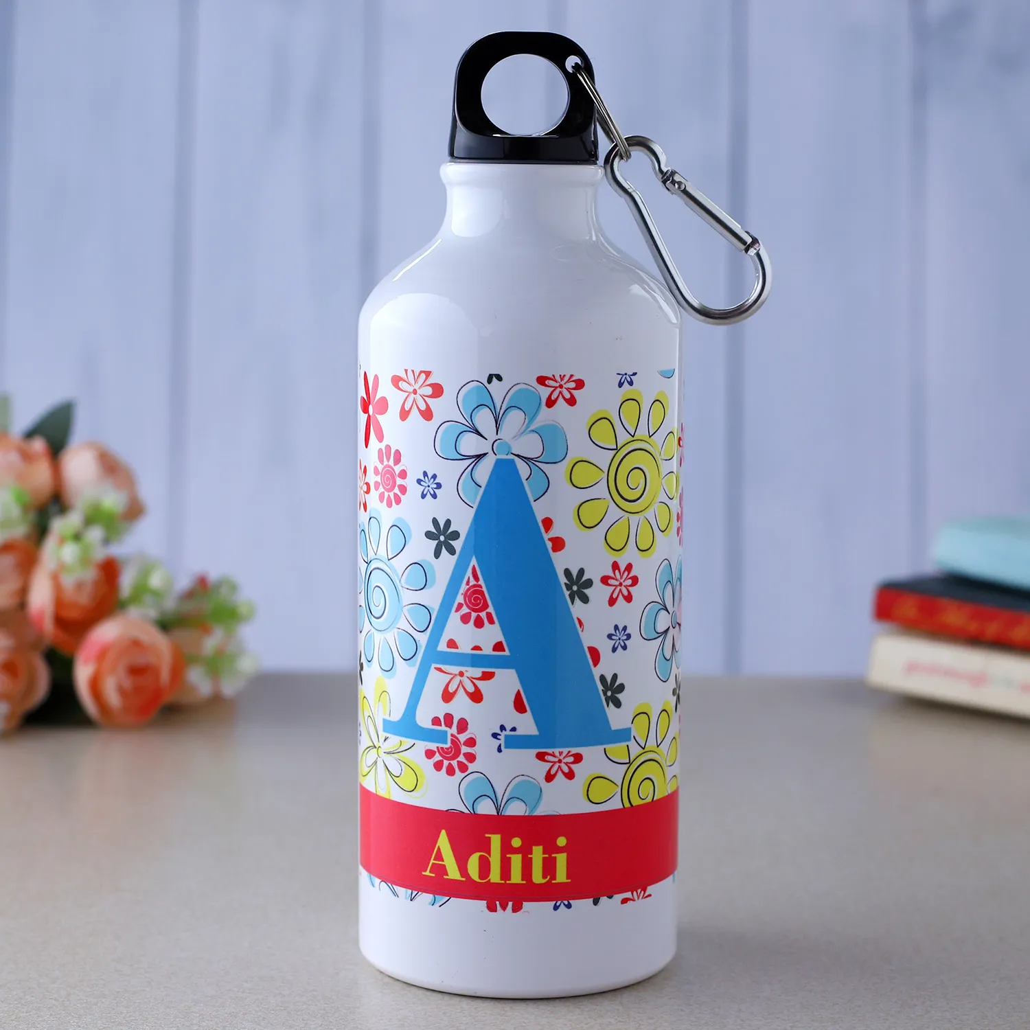 Personalised Floral Water Bottle Hand Delivery