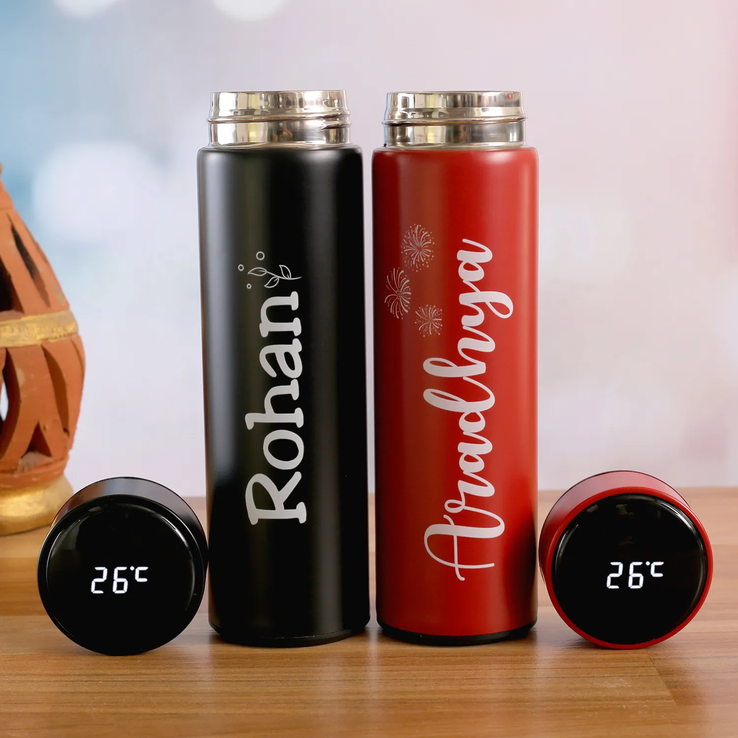 Personalised LED Temperature Bottles