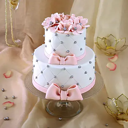 Pink Bow 2 Tier Truffle Cake Pink Bow 2 Tier Truffle Cake