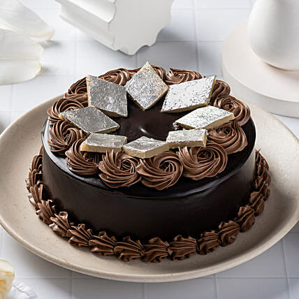 Chocolate Cream Cake With Kaju Katli