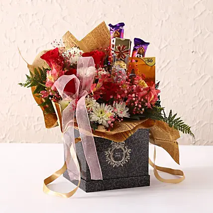 Chocolates & Mixed Flowers