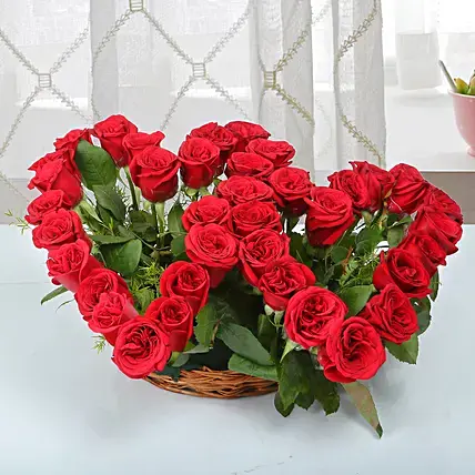 Red Roses Connected Heart Arrangement