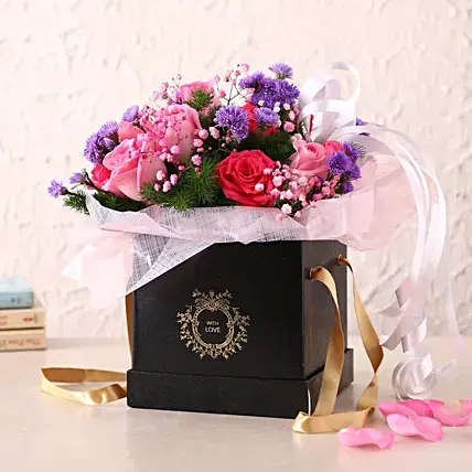 Mesmerising Mixed Roses Black Box