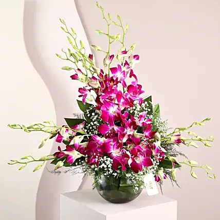 Purple Orchids Vase Arrangement