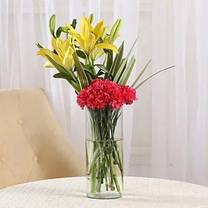 Carnations & Lilies Vase Arrangement