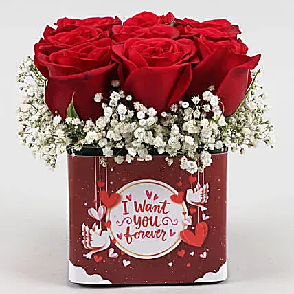 Roses In I Want You Forever Vase