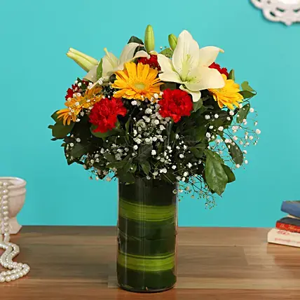 Graceful Flowers In Glass Vase