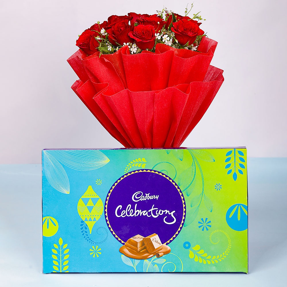 Red Roses With Cadbury Celebrations Red Roses With Cadbury Celebrations