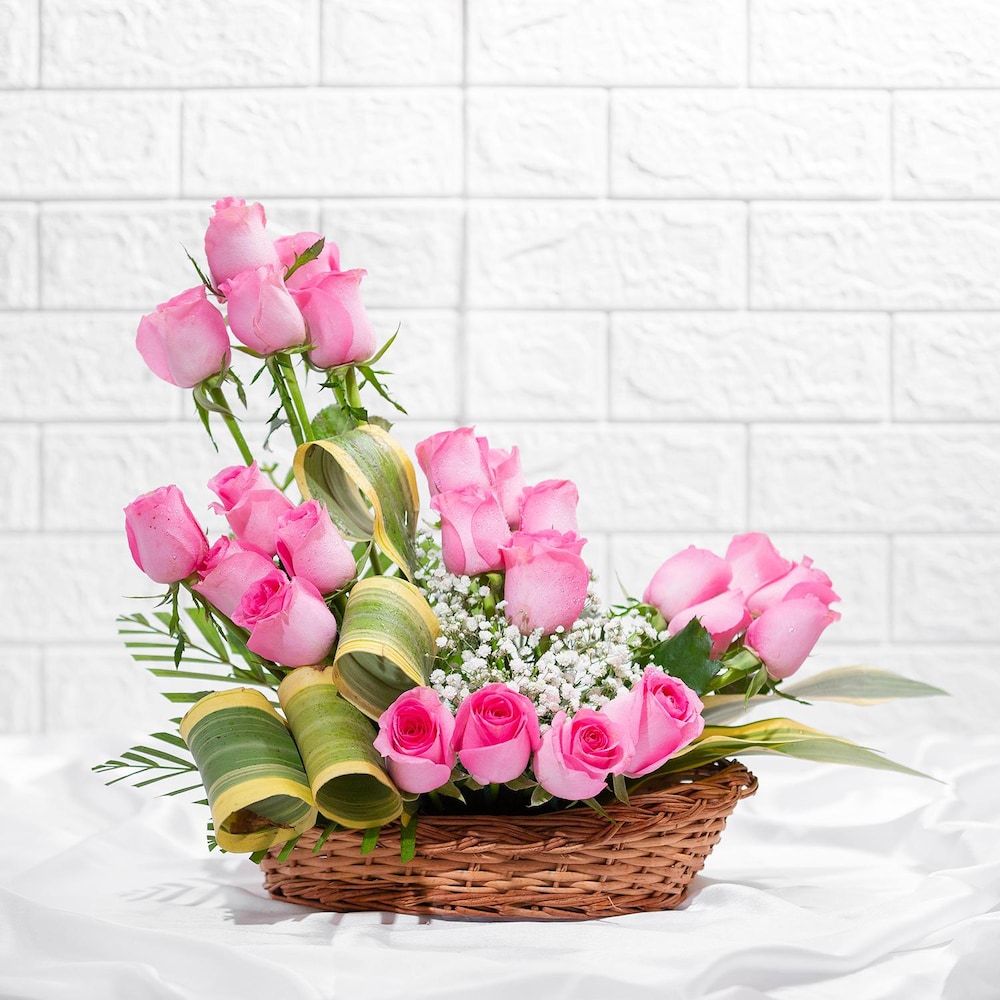 Full Of Emotions Pink Roses Basket