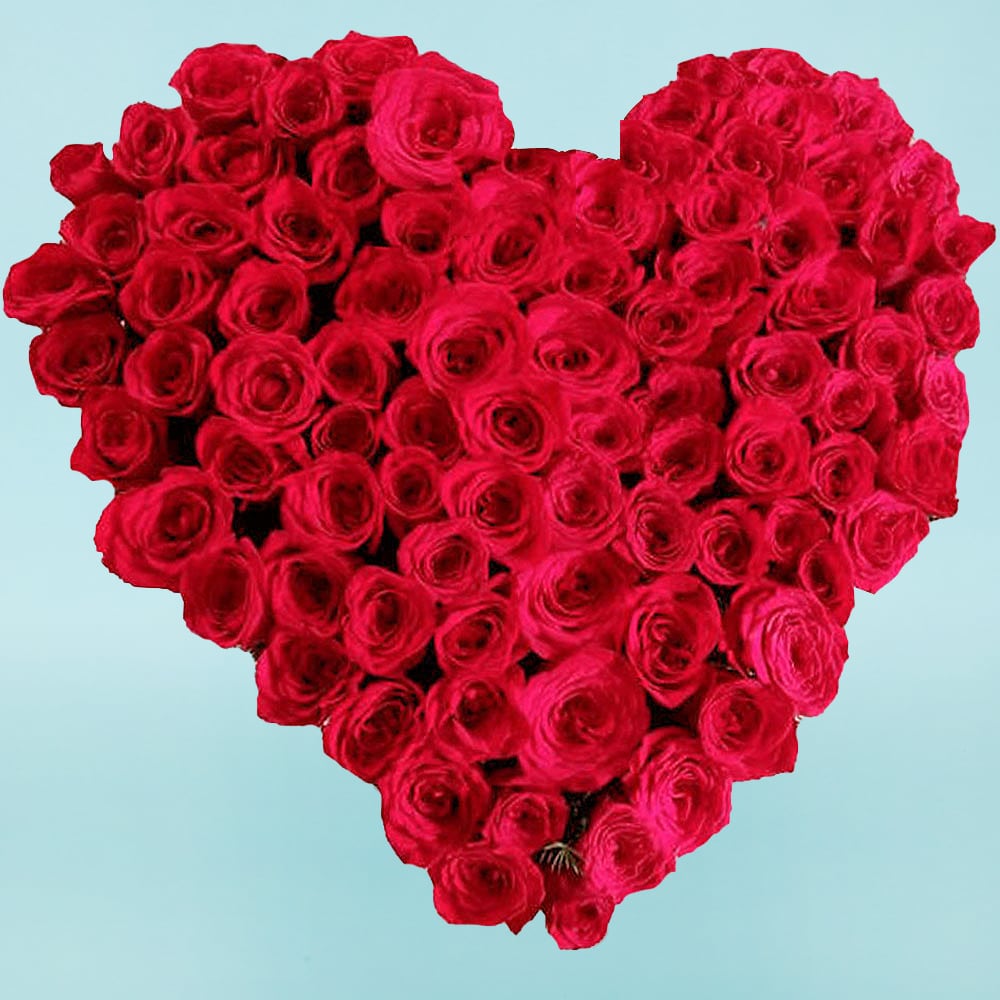 Heart Shape Arrangement Of Red Roses